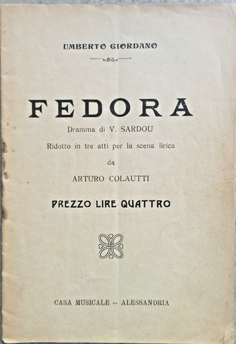 Raro libretto opera - , fedora