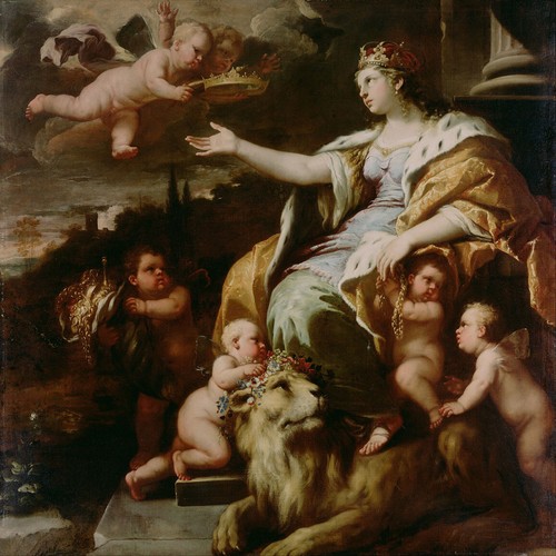 Luca giordano woman sewing - -,