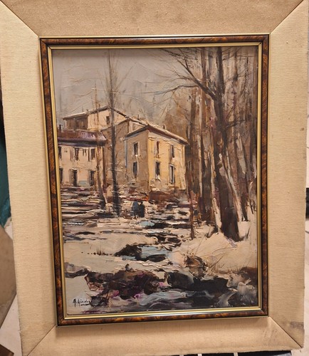 Dipinto olio tavola a - ad,
